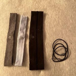 3 Lululemon headbands and 3 Lululemon hairties